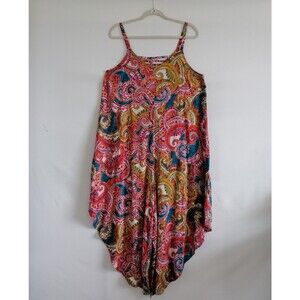 Key Street Womnes Multicolor Paisley Spaghetti Strap Wide Leg Jumpsuit Size L